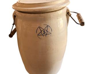 Antique 3 gallon butter churn Blue Star Stoneware 1892-1945