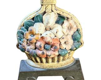 Antique floral cast iron doorstop. Marked with mold number. the #1260 mold is well-documented in reference guides as the Judd Dogwood Basket doorstop. H.L. Judd pieces are highly collectible antiques from the same early-20th-century era and feature exceptional quality castings