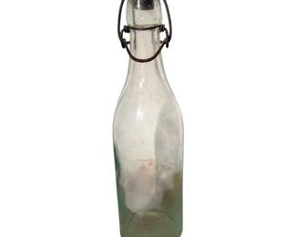 Vintage Glass Bottle Metal Wire Bale Swing Top Water Soda Antique