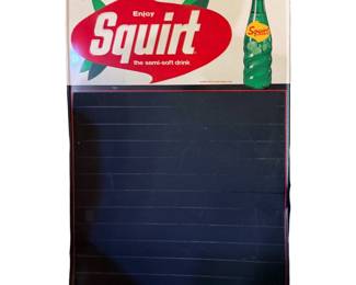 1968 VINTAGE SQUIRT METAL LEMON LIME SODA BOTTLE MENU BOARD ART ADVERTISING SIGN