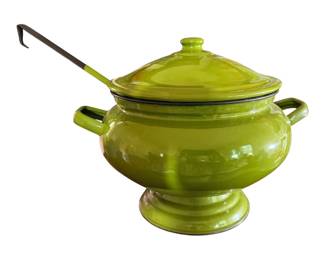 OTO Japan enamelware soup tureen w/ladle and lid