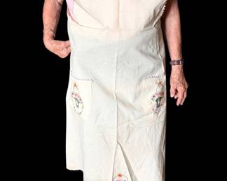 Hand-Embroidered Vintage Cotton Apron