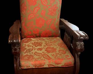Antique Oak Reclining Morris Chair – Carved