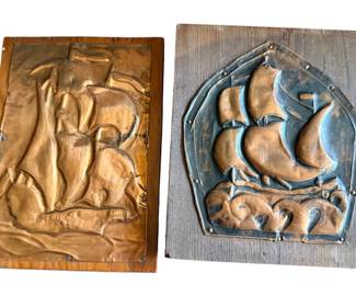 Vintage Hammered Copper Wall Art Nautical