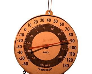 Vintage Ohio, Celsius, Fahrenheit, hanging thermometer