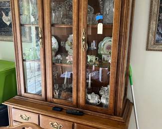 Tell City china cabinet with chairs and table