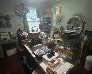 Craft supplies, window treatments, and quilts