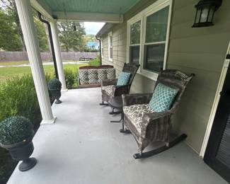 Wicker rockers, porch swing