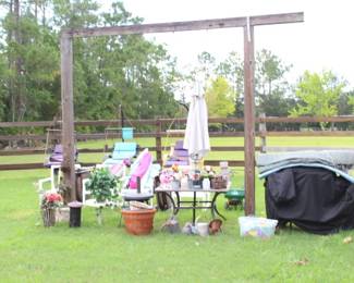 Outdoor Items, Grill, Flower Pots, Table with Umbrella, etc. 