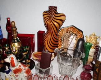 Italian Murano Female Body Torso Tiger-Stripe Amber Vase, Handblown 1980s