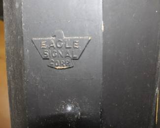Back of Vintage amber/yellow/green traffic signal lens manufactured by the Eagle Signal Corporation