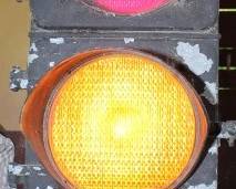 Vintage amber/yellow/green traffic signal lens manufactured by the Eagle Signal Corporation. 