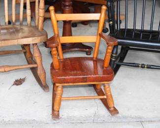 Vintage Solid Wood Childs Rocking Chair