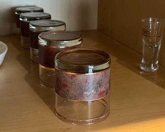 Mid-Century Modern Tortoise Shell and Gold Band Tumblers