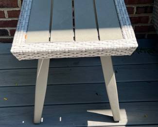 Resin Wicker and Metal Side Table