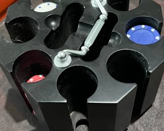 Vintage Rotating Poker Chip Carousel Set