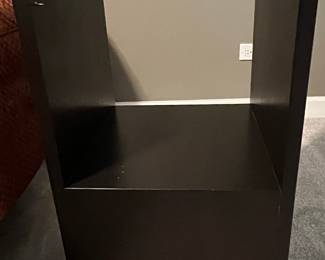 Modern Black Wood and Glass End Table (25"H x 18" x 18")