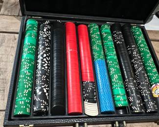 500-Piece Clay Composite Poker Chip Set with Black Leatherette Case