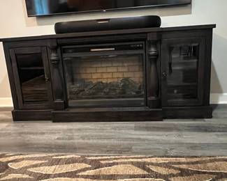 Signature Design by Ashley Mallacar W880-68 XL TV Stand with Fireplace Option (32"H x 75" W x 16"D)