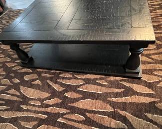 Black Wood Farmhouse Coffee Table (18" H x 54"L x 40" W)