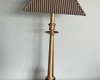 Vintage Frederick Cooper Brass and Black Column Table Lamp