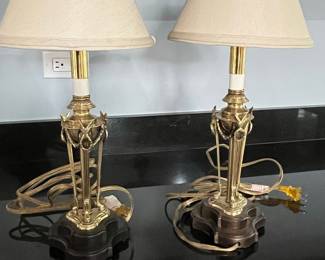 Frederick Cooper Neoclassical Brass Table Lamps