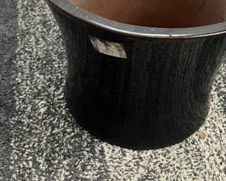Glossy Black Fluted Ceramic Planter