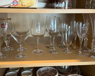 Assorted Mixed Stemware Collection with Branded and Decorative Pieces