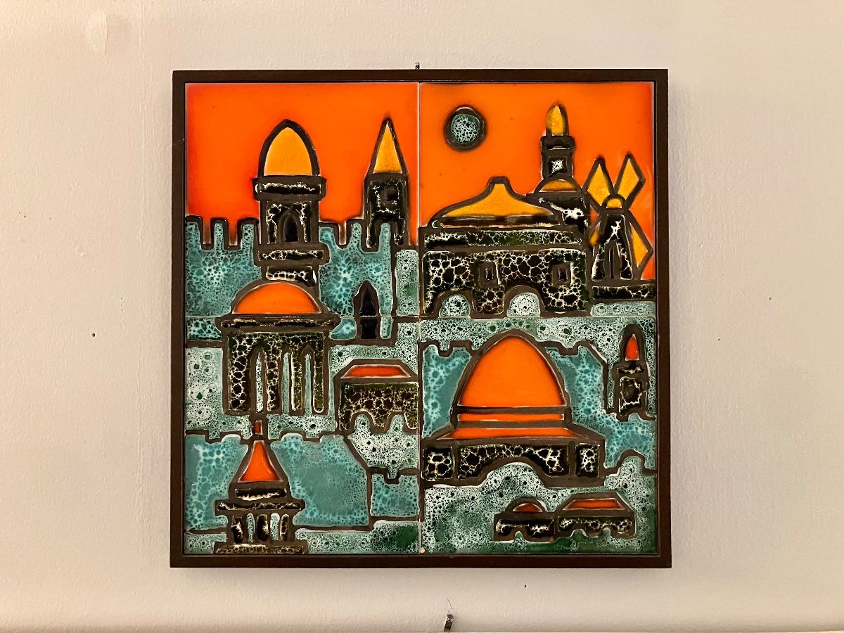 Ein-Reb hand painted tile plaque