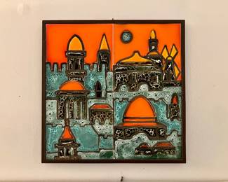 Ein-Reb hand painted tile plaque