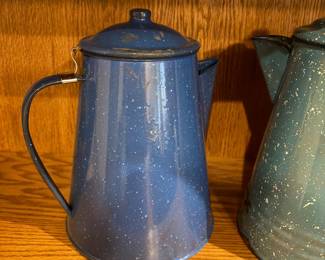 Antique tin coffee pitchers