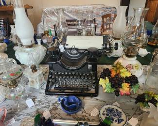 TYPEWRITER AND OIL LAMPS
