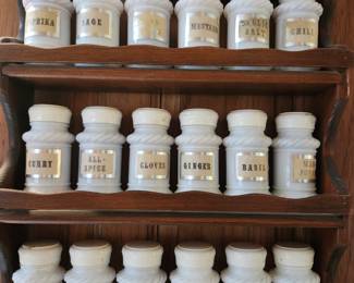 MILK GLASS SPICE RACK