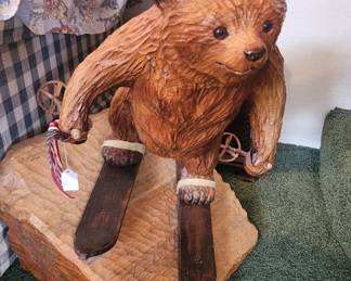 CARVED BEAR ON SKIS!