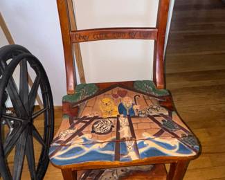 this is a convertible chair that turns into a step stool. Noahs Ark themed