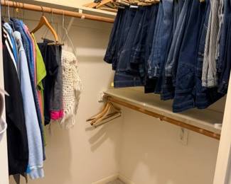 Ladies name brand clothing - notice the drycleaning tags - well maintained