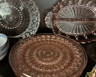 Pink depression glass 