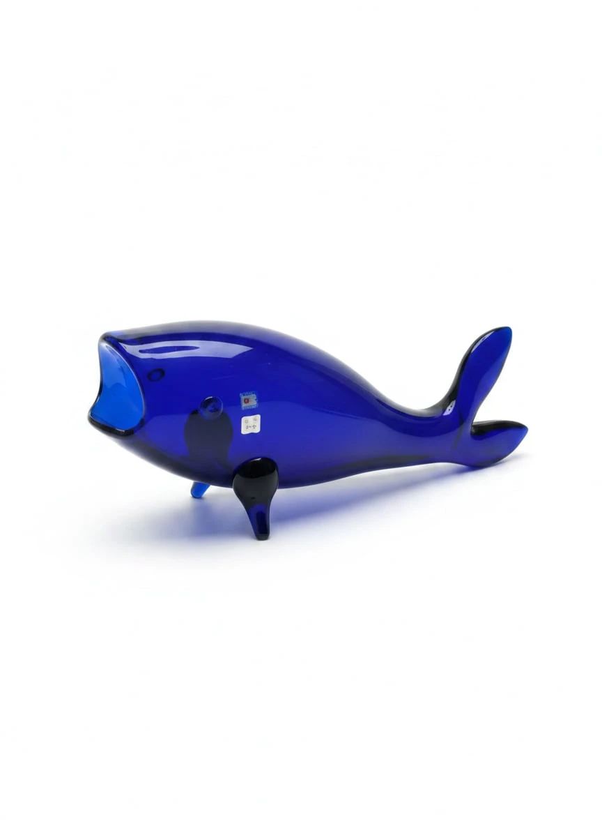 Blenko Blue Glass Whale Figurine