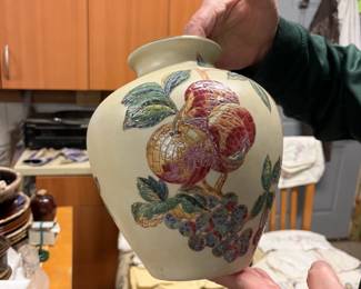 Fruit decorated ceramic vase