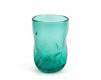 Teal Crackle Glass Tumbler