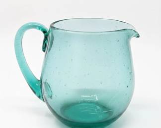 HandBlown Green Glass Pitcher