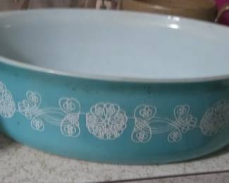Turquoise Lace Medallion Casserole Dish