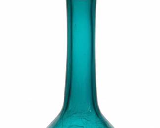 Teal Crackle Glass Blenko Decanter