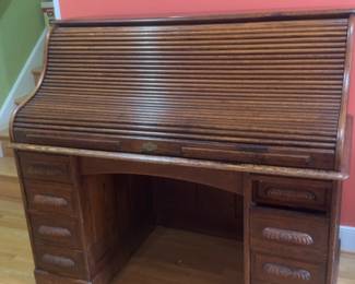 Solid Oak Roll Top Desk