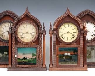J C Brown Ripple Front Shelf Clocks