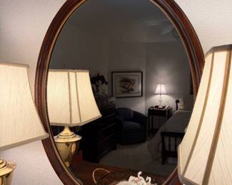 Mahogany Wood Oval mirror 
