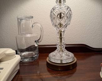 Vintage Cut Crystal & Brass Lamp 