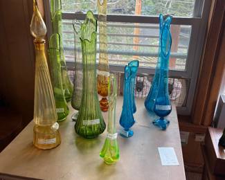 Various MCM Swung glass vases