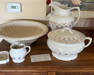 Homer Laughliun antique ceramic washstand and vanity set