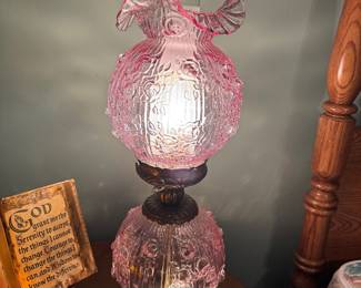 Fenton. Double light Gone with the Wind Rose colored Lamp. Fenton 95th Anniversary 